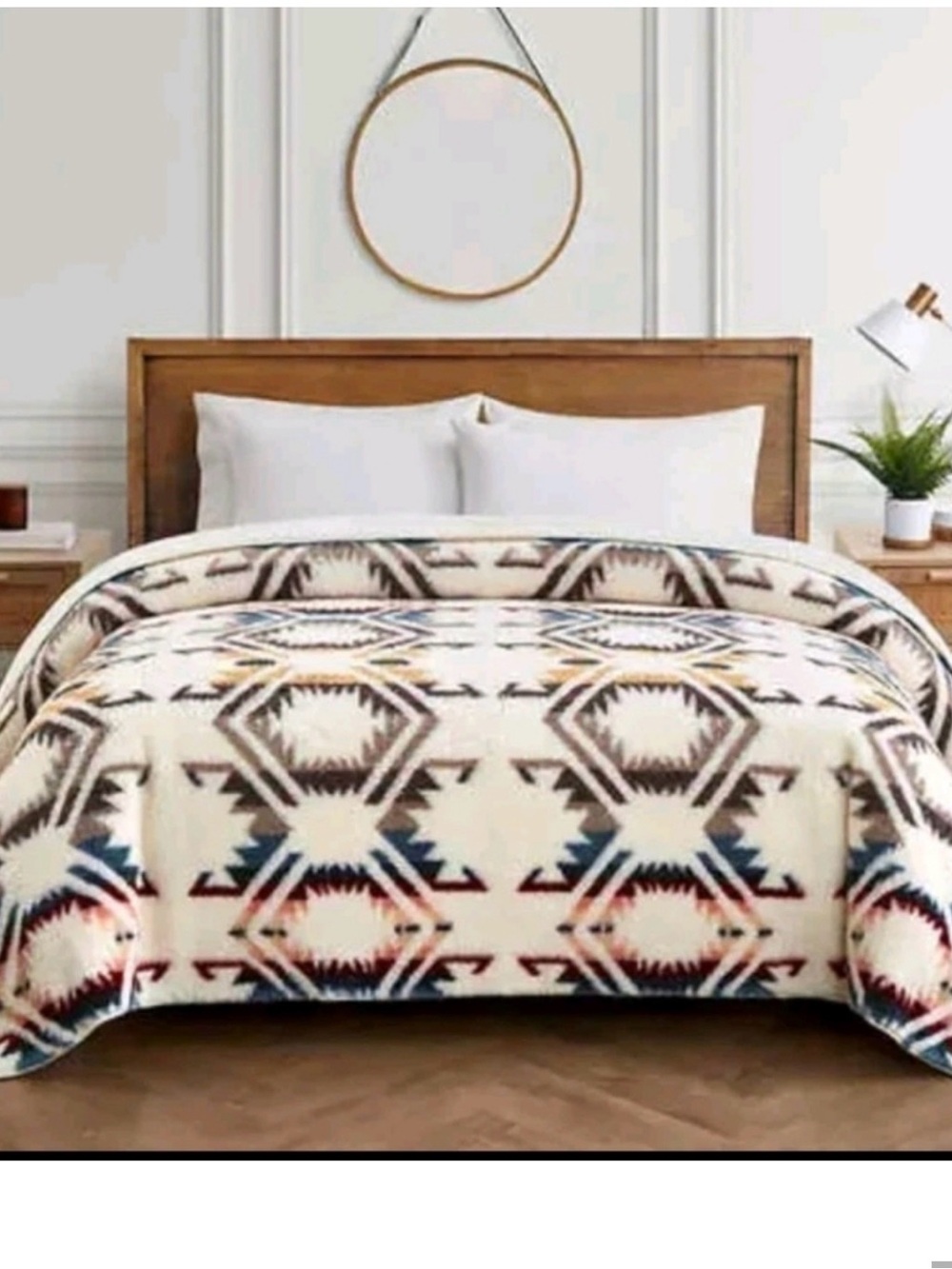 Pendleton Reverse Oeko-Tex Sherpa Fleece Southwestern Aztec Print Queen Blanket